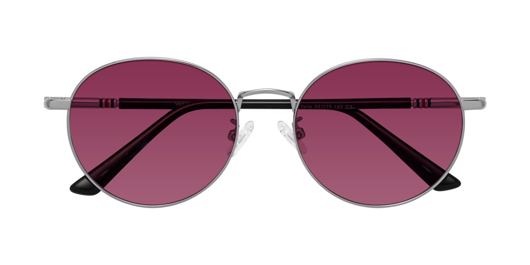 Folded Front of Talla in Silver with Wine Tinted Lenses