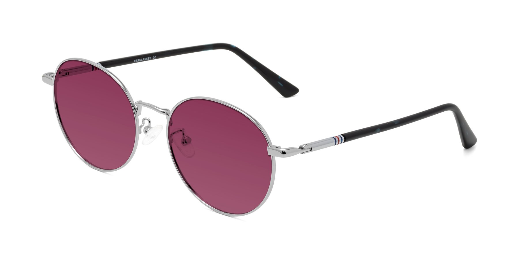 Angle of Talla in Silver with Wine Tinted Lenses