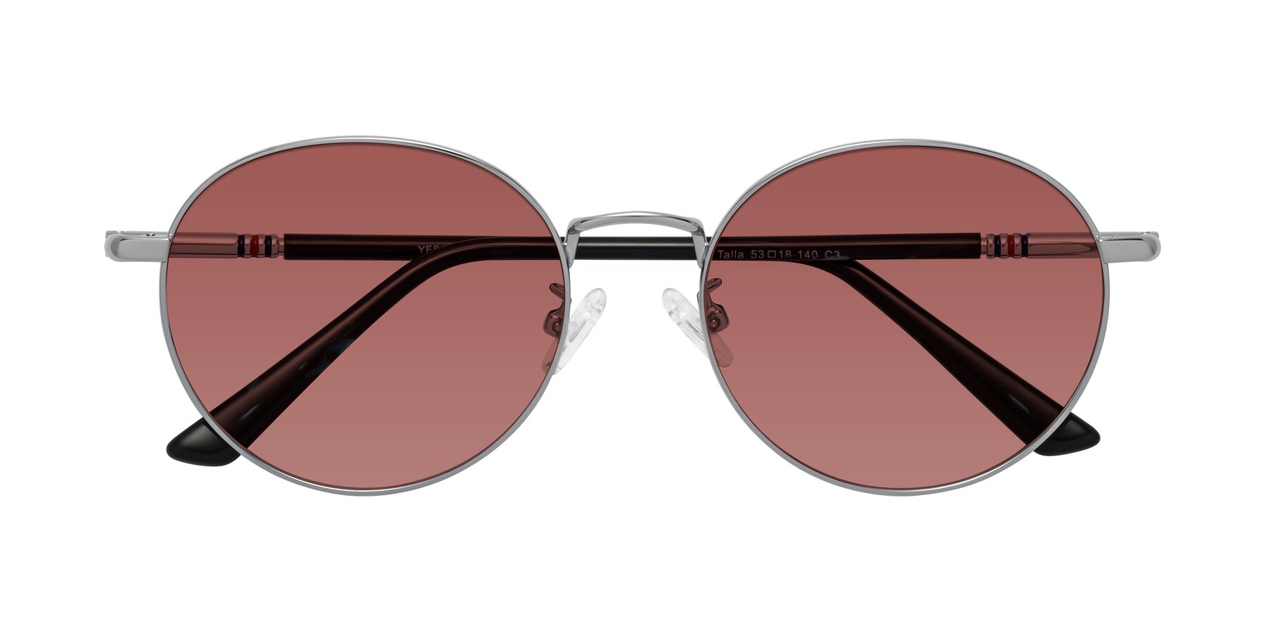 Folded Front of Talla in Silver with Garnet Tinted Lenses