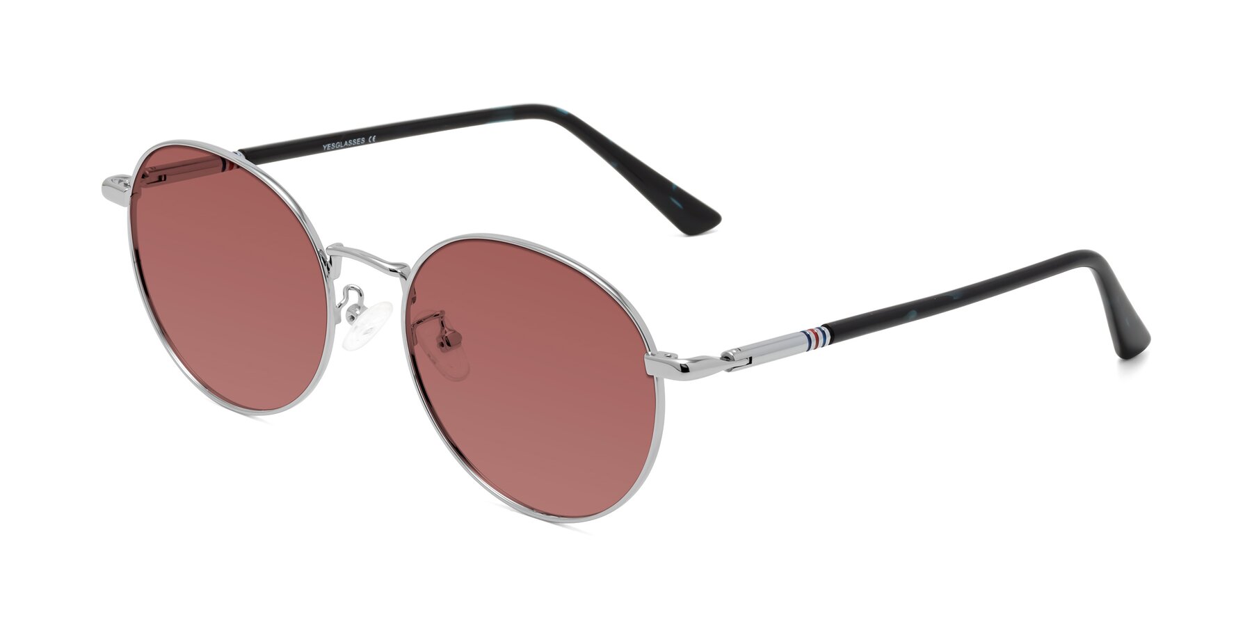 Angle of Talla in Silver with Garnet Tinted Lenses