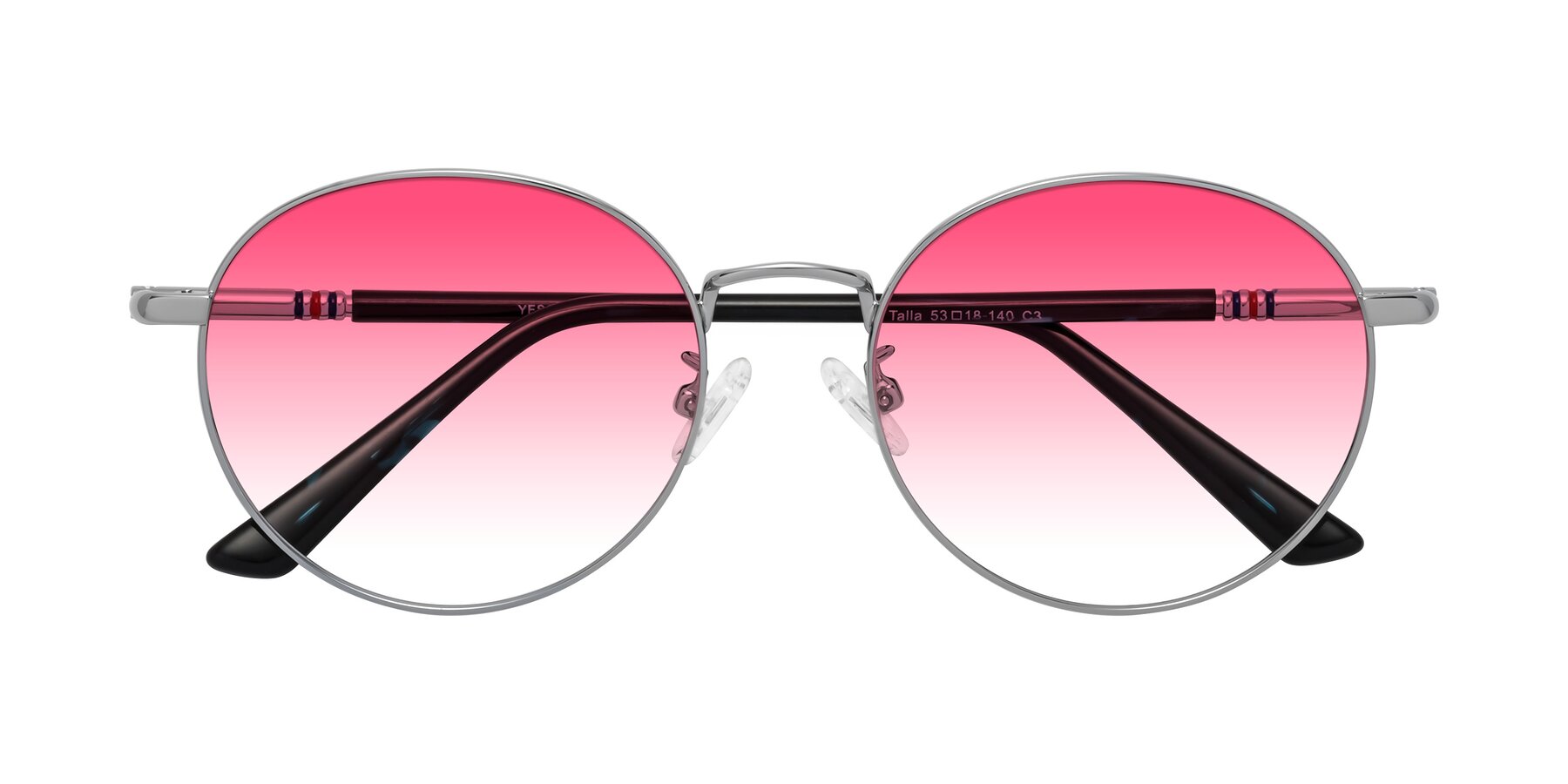 Folded Front of Talla in Silver with Pink Gradient Lenses