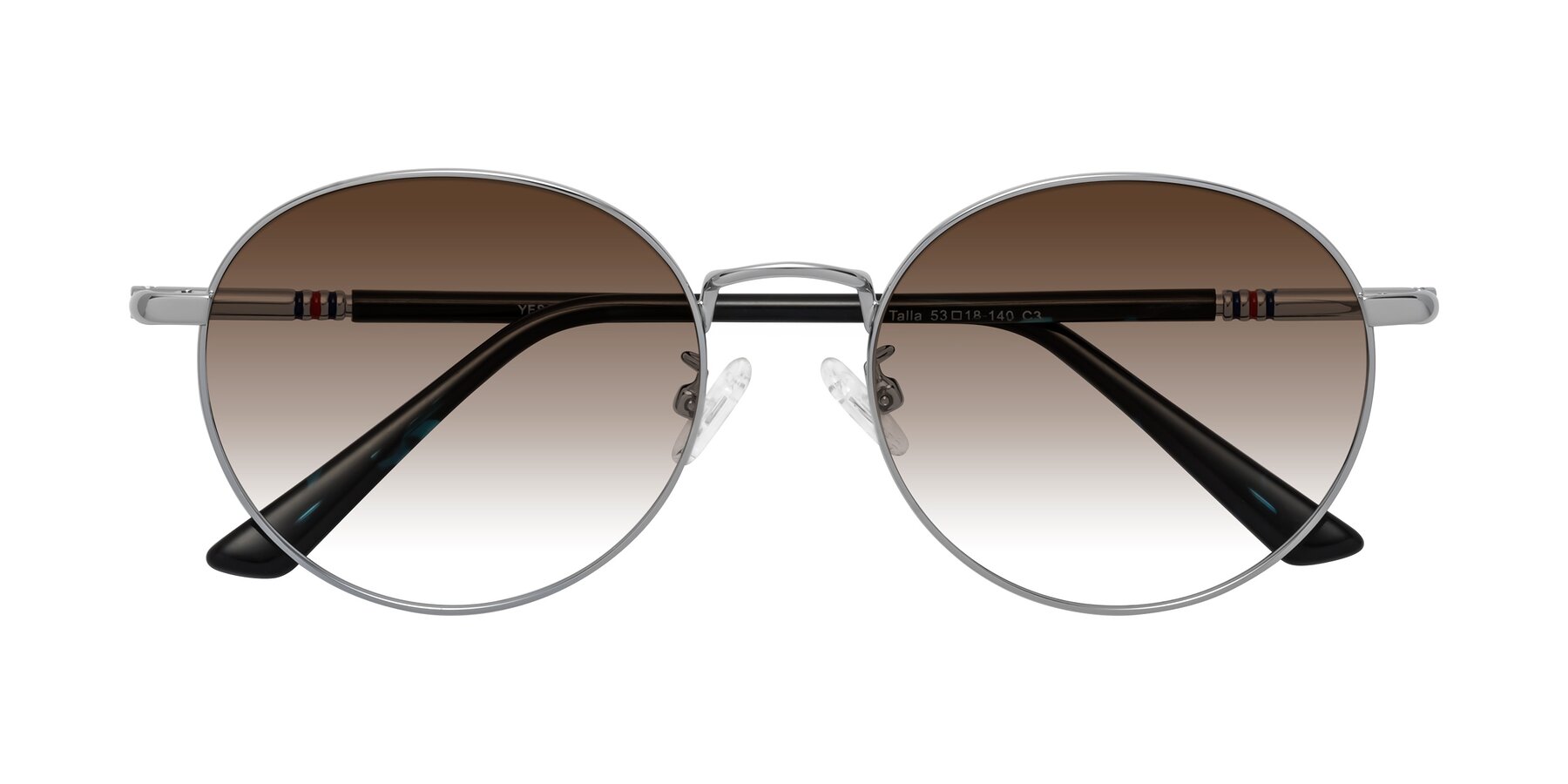 Folded Front of Talla in Silver with Brown Gradient Lenses