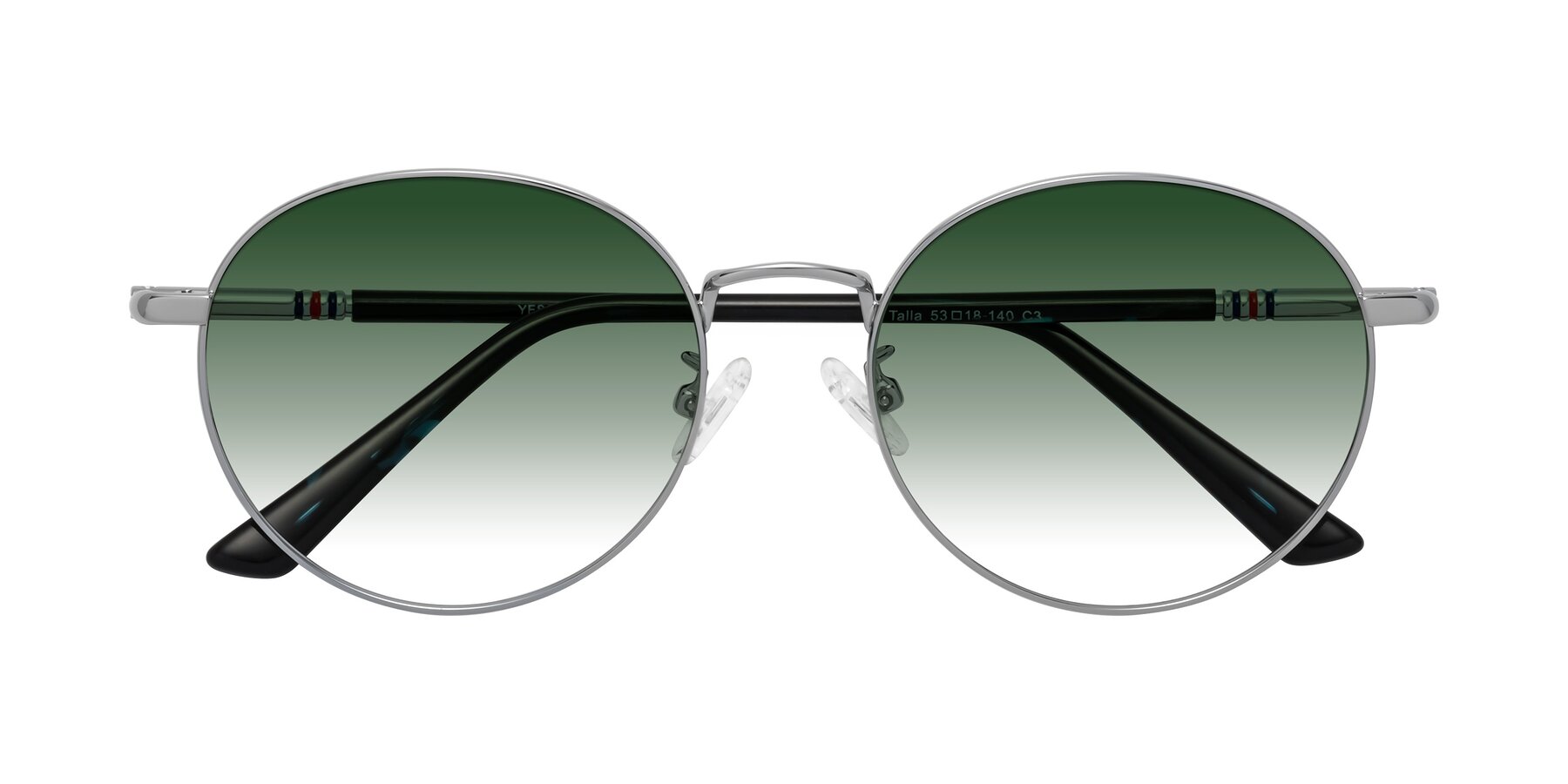 Folded Front of Talla in Silver with Green Gradient Lenses