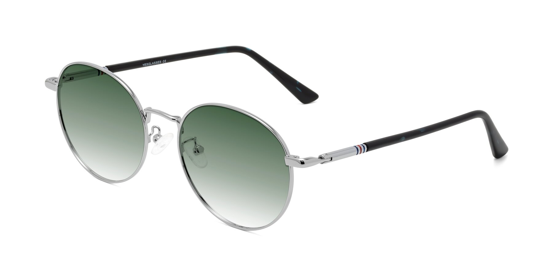 Angle of Talla in Silver with Green Gradient Lenses