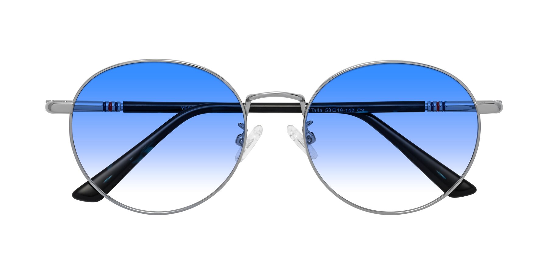 Folded Front of Talla in Silver with Blue Gradient Lenses