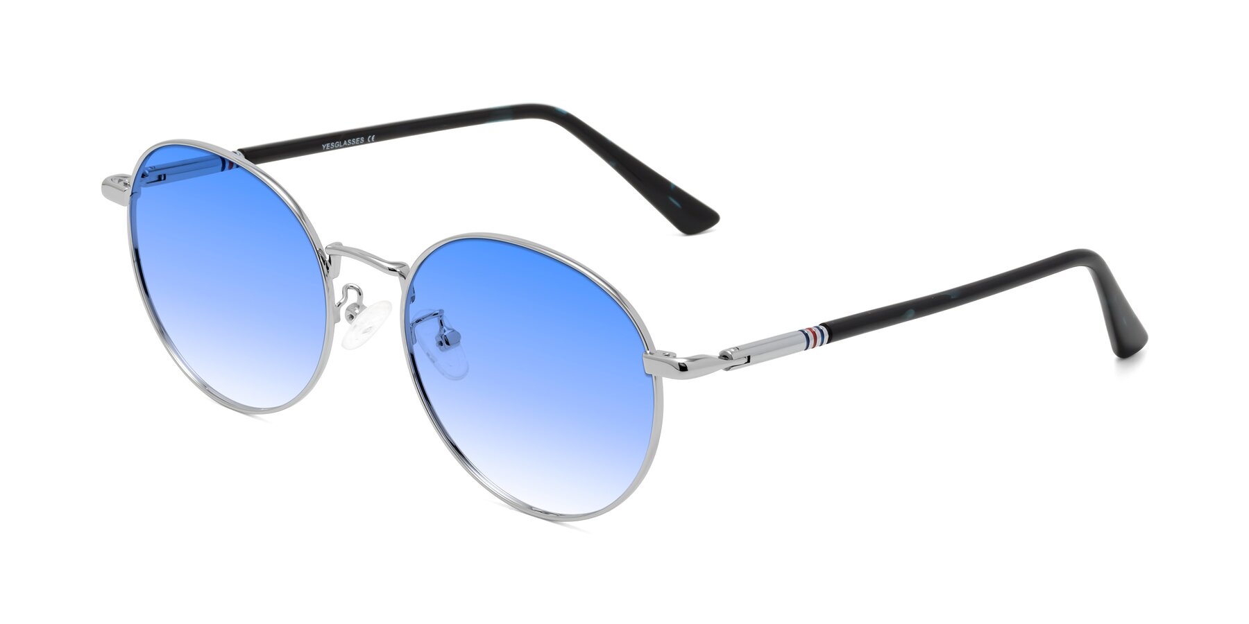 Angle of Talla in Silver with Blue Gradient Lenses