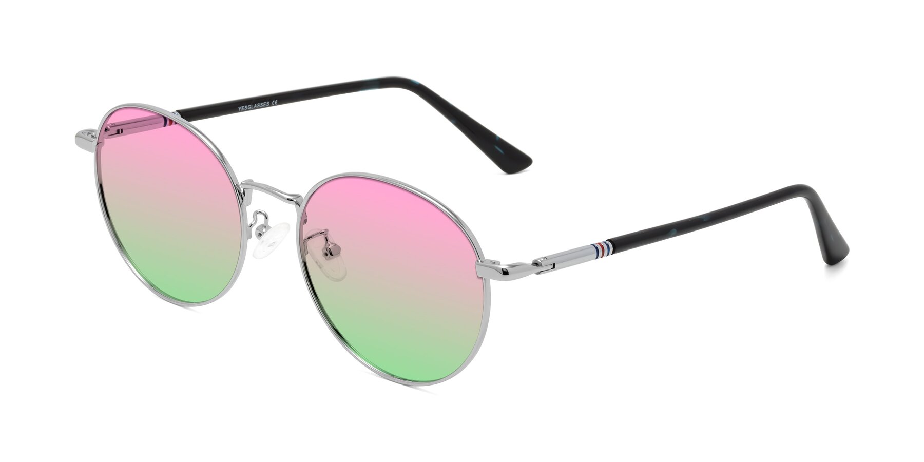 Angle of Talla in Silver with Pink / Green Gradient Lenses