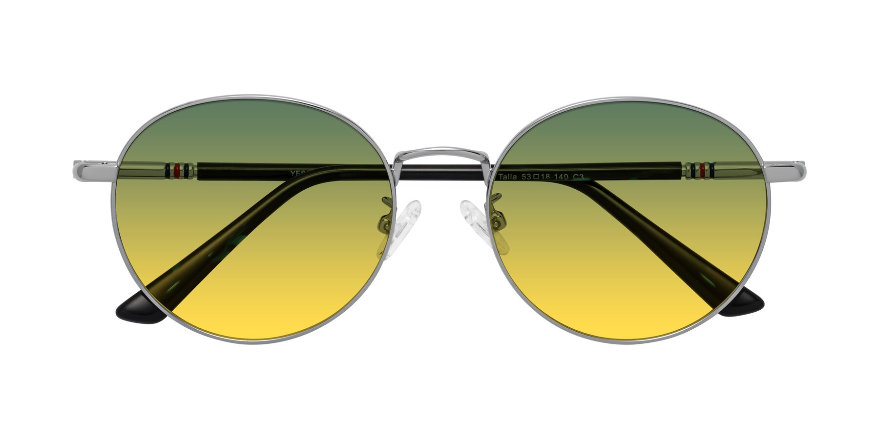 Folded Front of Talla in Silver with Green / Yellow Gradient Lenses