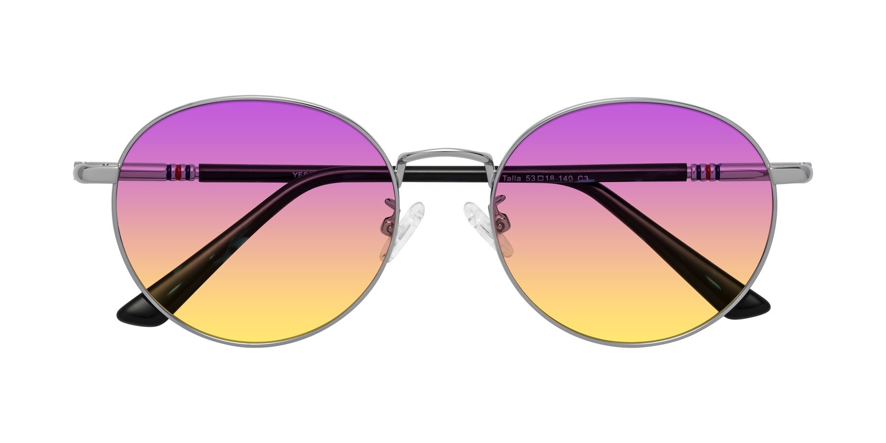 Folded Front of Talla in Silver with Purple / Yellow Gradient Lenses