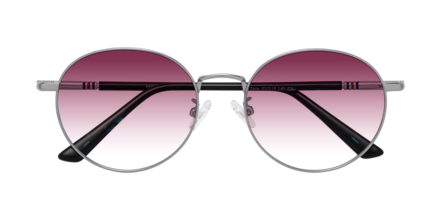 Folded Front of Talla in Silver with Wine Gradient Lenses