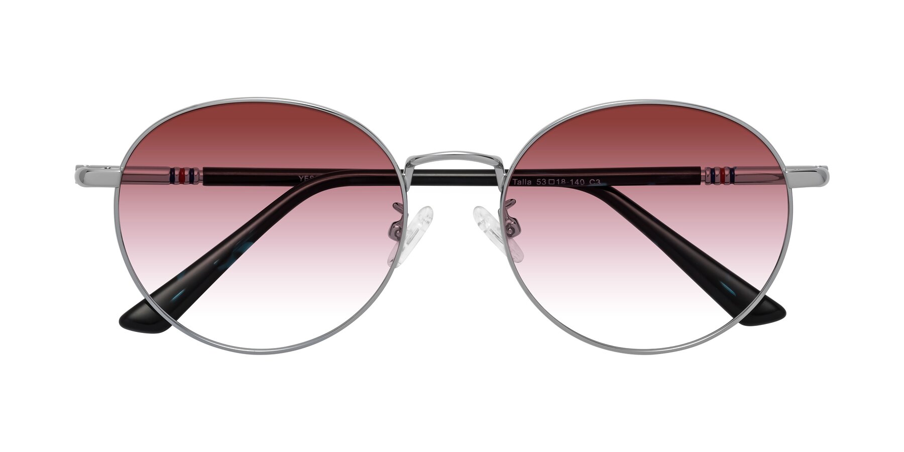 Folded Front of Talla in Silver with Garnet Gradient Lenses