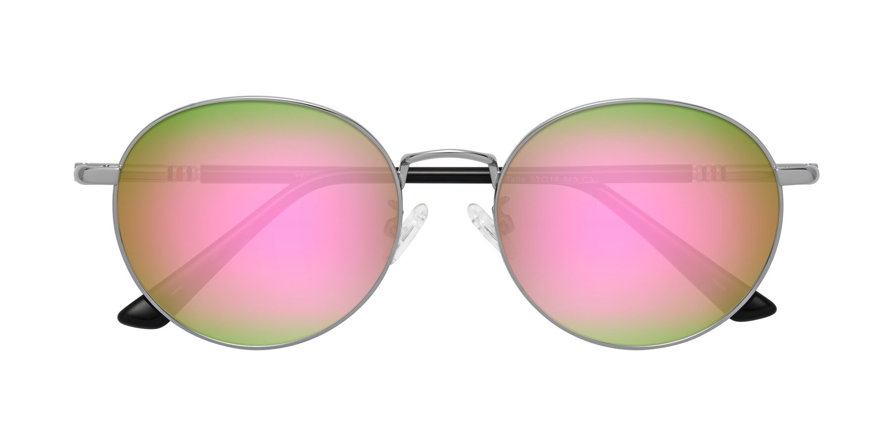 Folded Front of Talla in Silver with Pink Mirrored Lenses