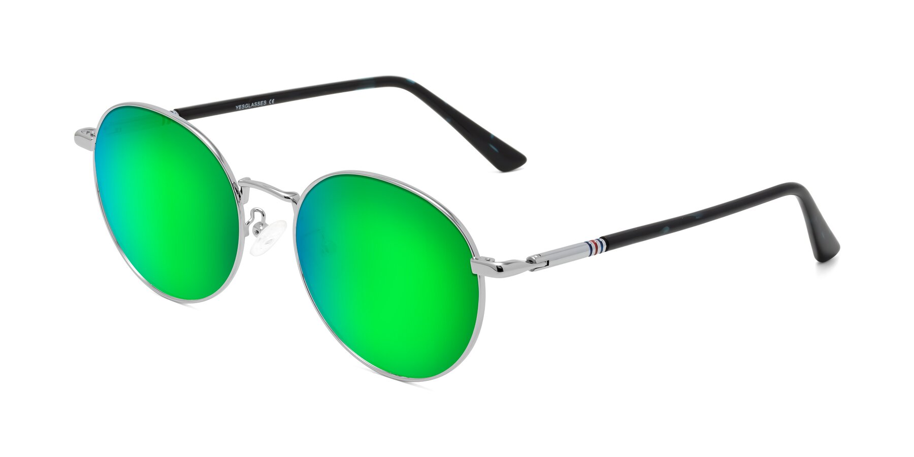 Angle of Talla in Silver with Green Mirrored Lenses