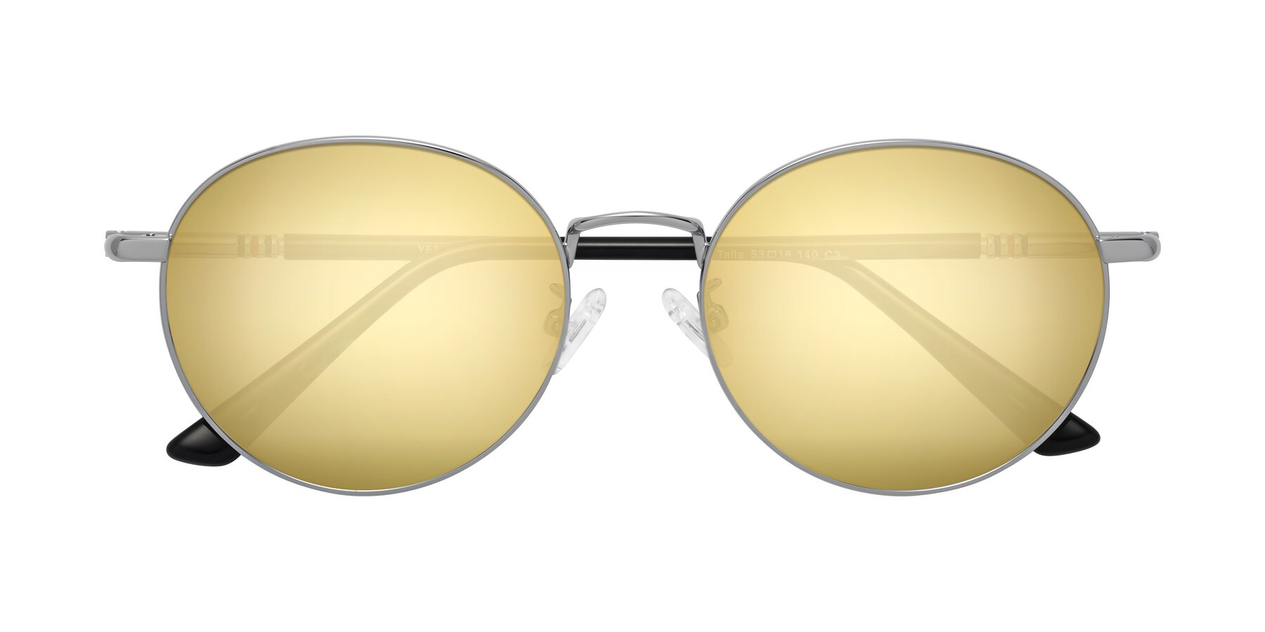 Folded Front of Talla in Silver with Gold Mirrored Lenses