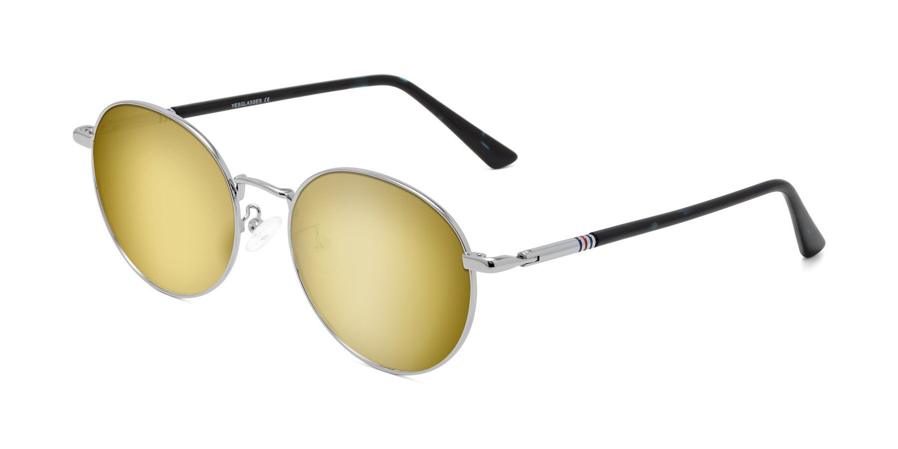 Angle of Talla in Silver with Gold Mirrored Lenses