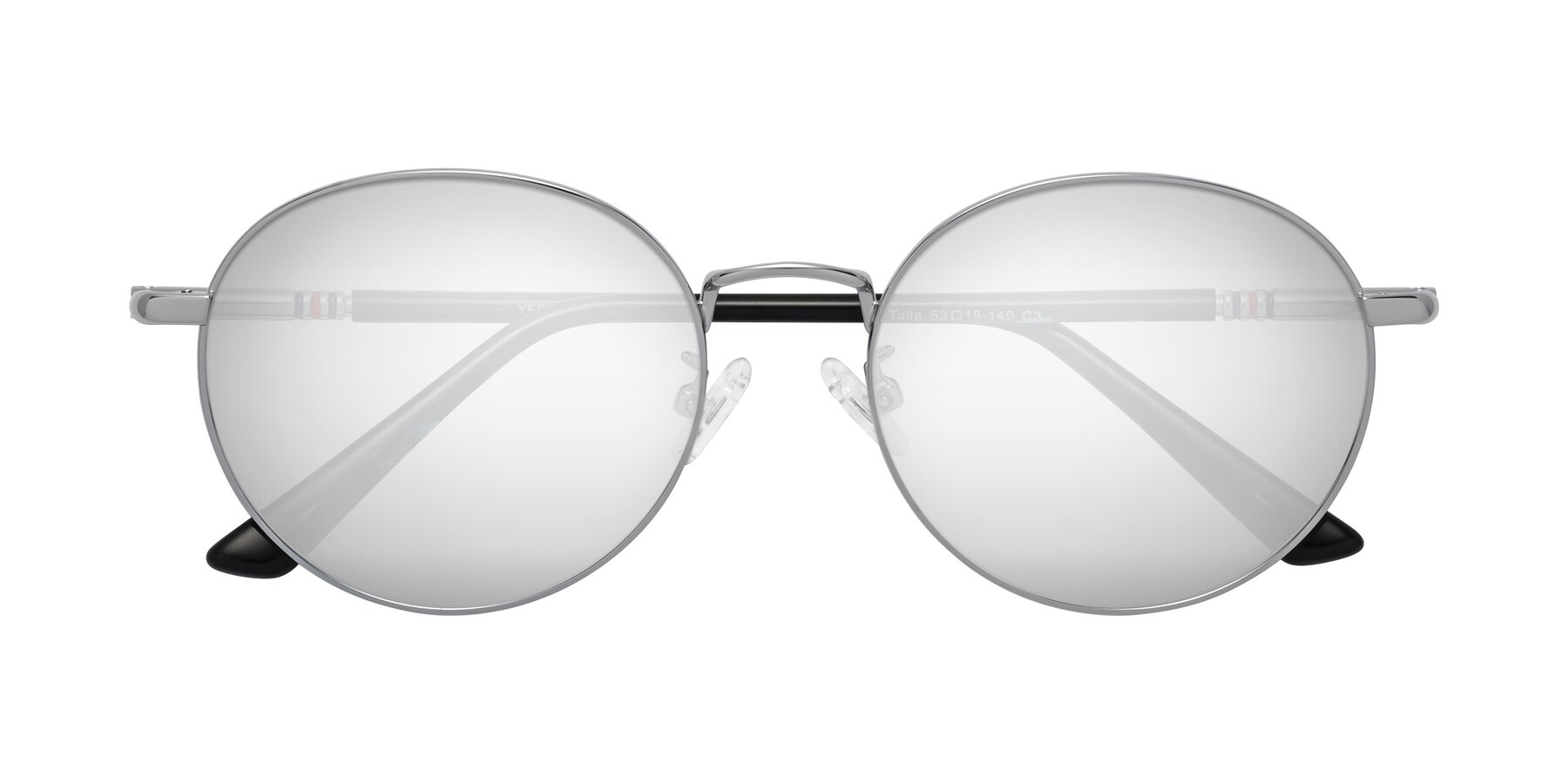 Folded Front of Talla in Silver with Silver Mirrored Lenses