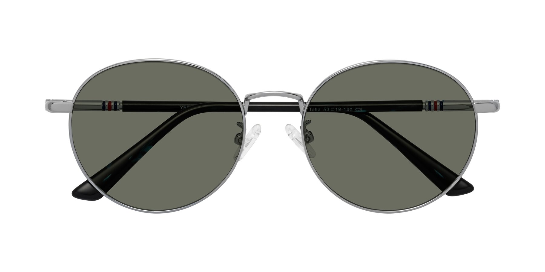 Folded Front of Talla in Silver with Gray Polarized Lenses