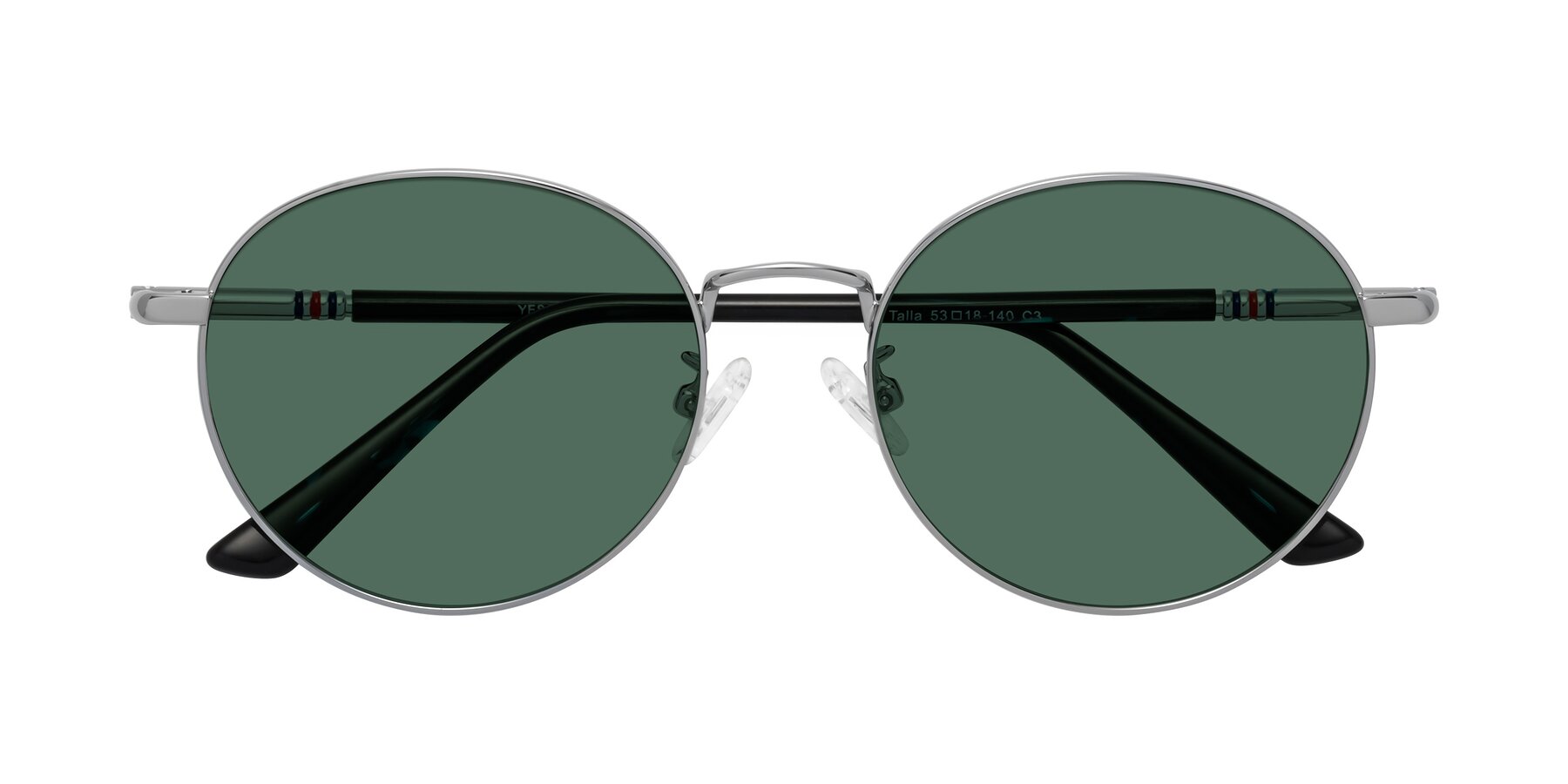 Folded Front of Talla in Silver with Green Polarized Lenses