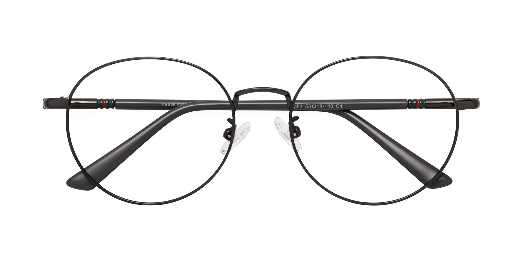 Folded Front of Talla in Gunmetal with Clear Eyeglass Lenses