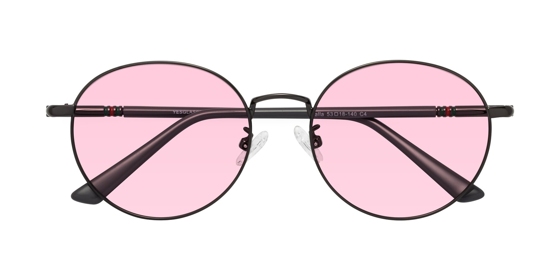 Folded Front of Talla in Gunmetal with Light Pink Tinted Lenses