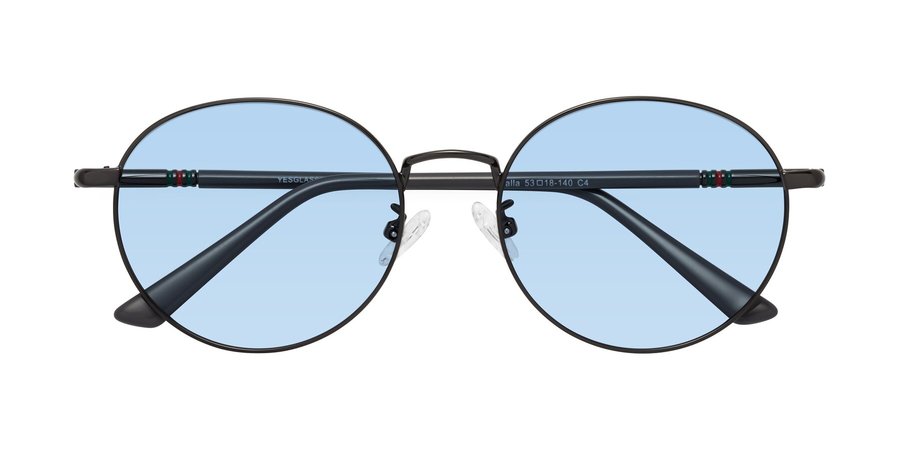 Folded Front of Talla in Gunmetal with Light Blue Tinted Lenses