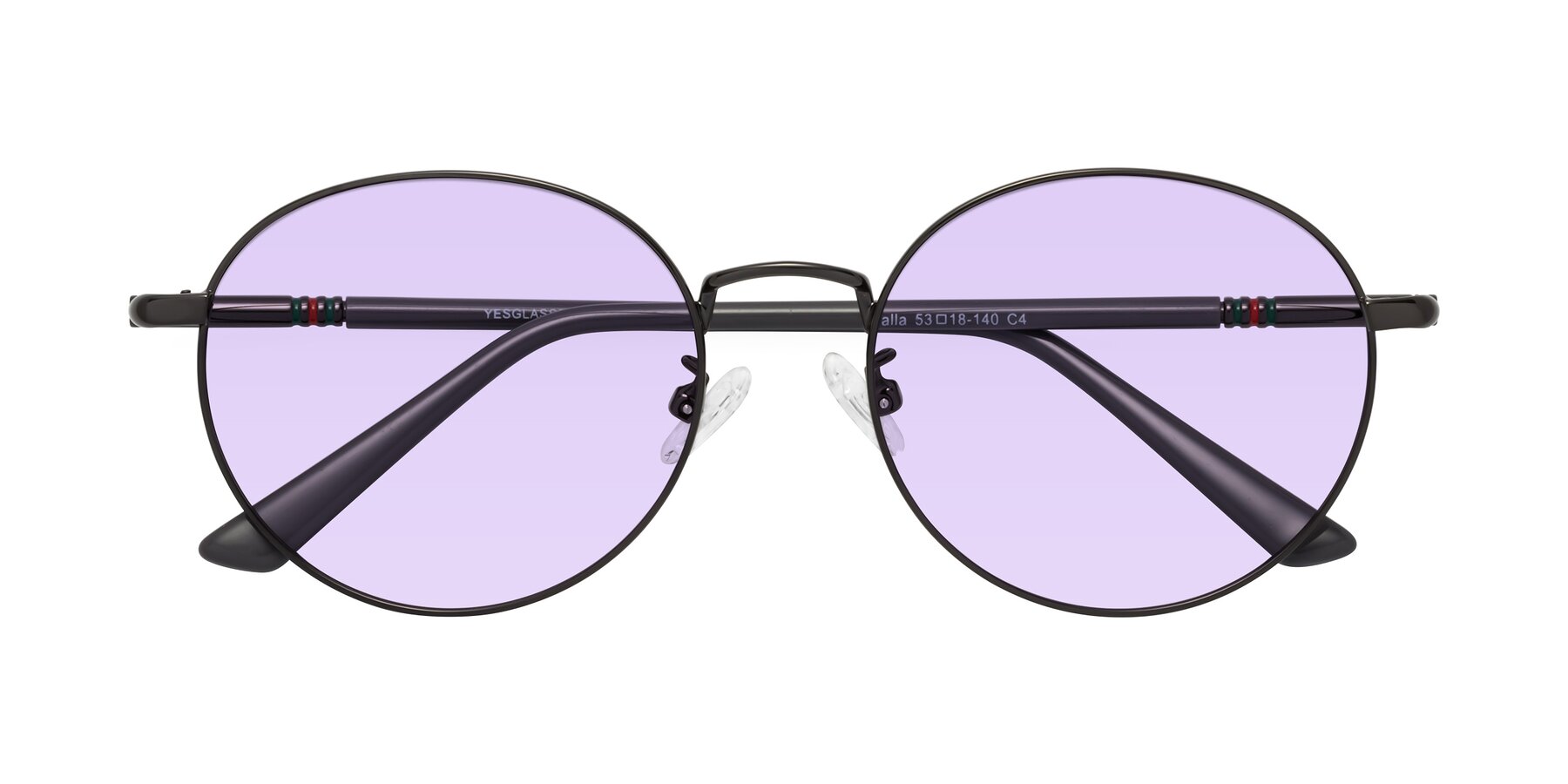 Folded Front of Talla in Gunmetal with Light Purple Tinted Lenses