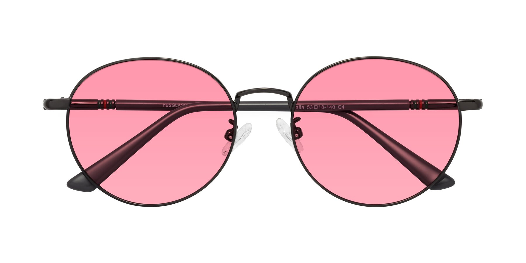 Folded Front of Talla in Gunmetal with Pink Tinted Lenses