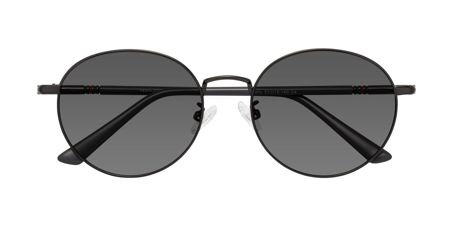 Folded Front of Talla in Gunmetal with Medium Gray Tinted Lenses