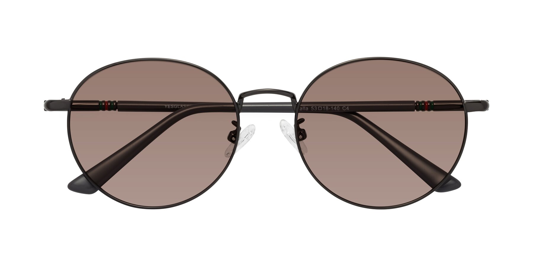 Folded Front of Talla in Gunmetal with Medium Brown Tinted Lenses