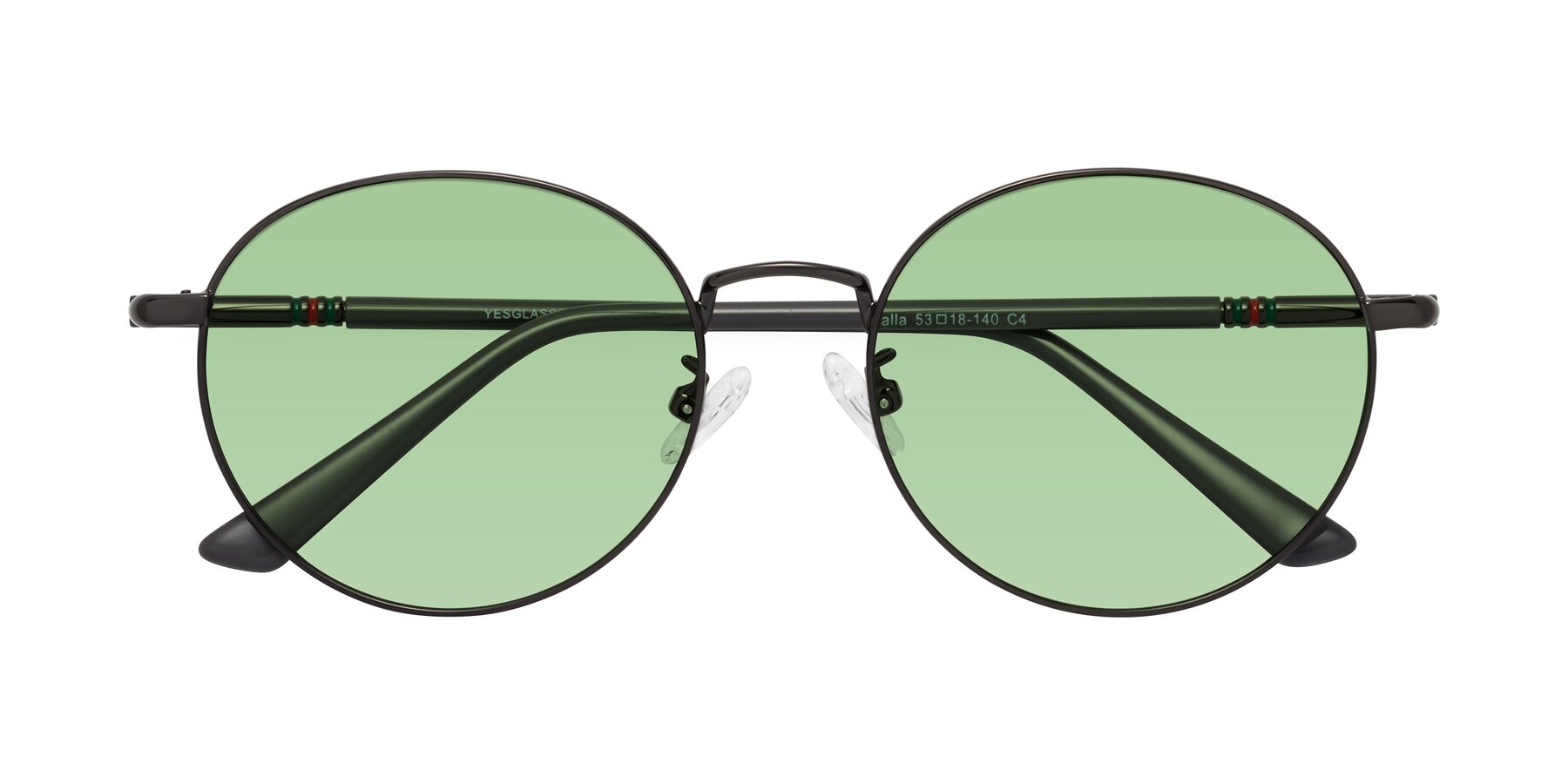 Folded Front of Talla in Gunmetal with Medium Green Tinted Lenses