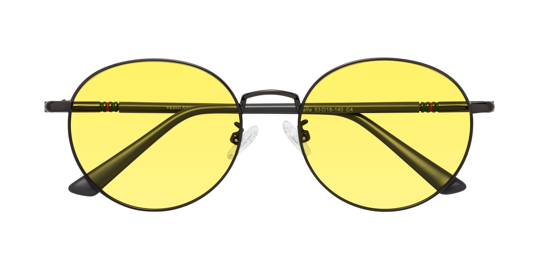 Folded Front of Talla in Gunmetal with Medium Yellow Tinted Lenses