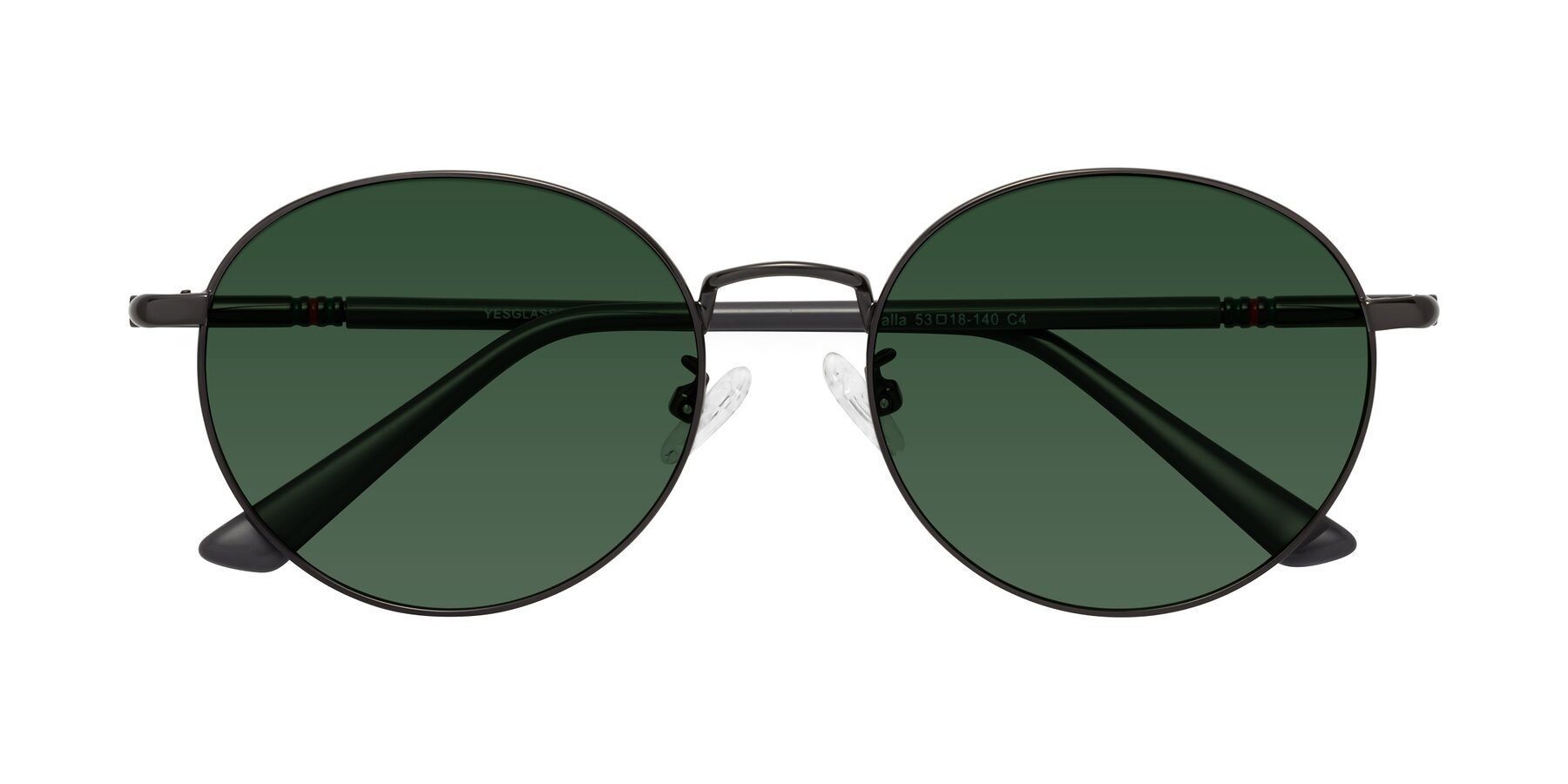 Folded Front of Talla in Gunmetal with Green Tinted Lenses