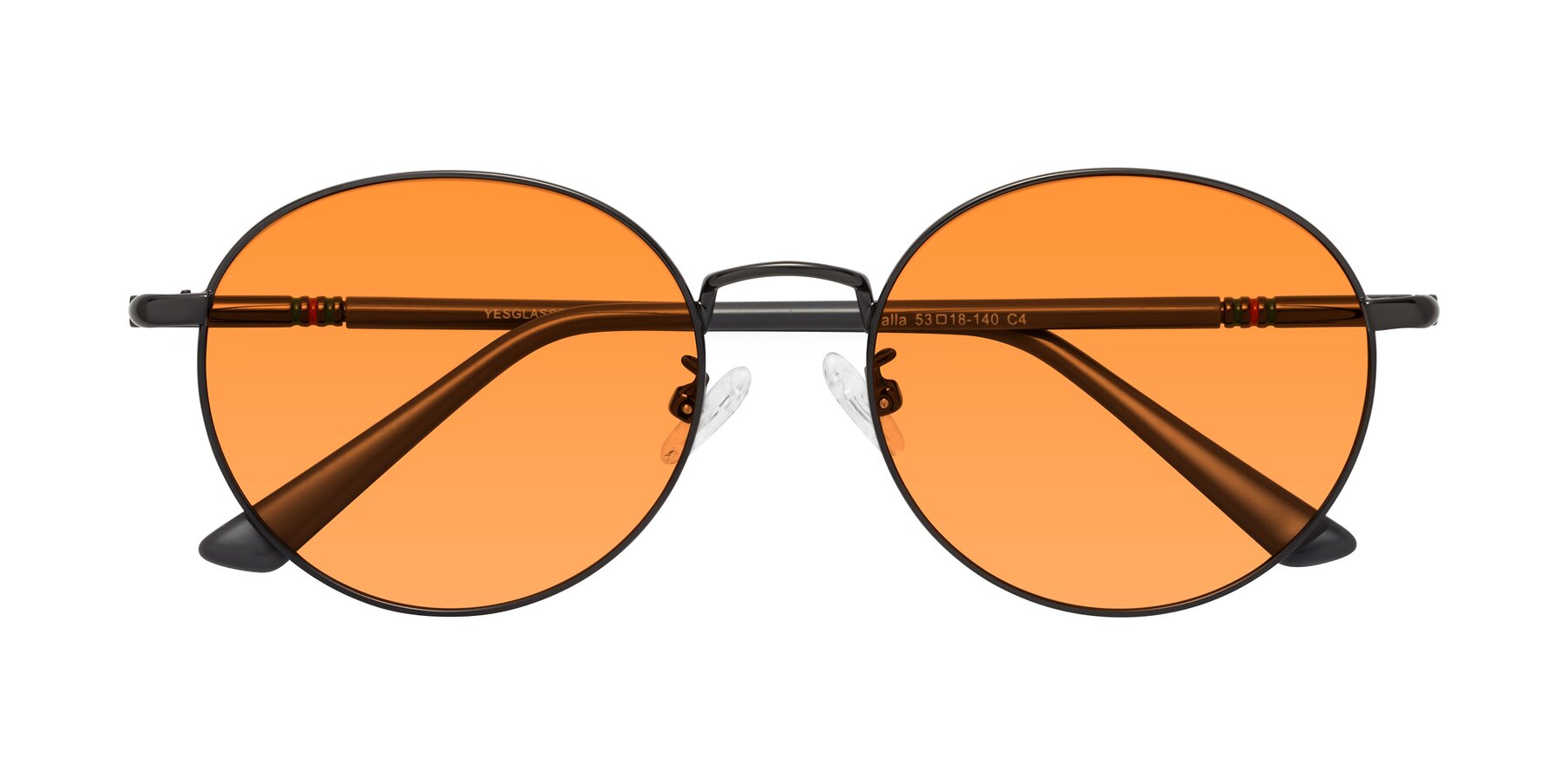 Folded Front of Talla in Gunmetal with Orange Tinted Lenses