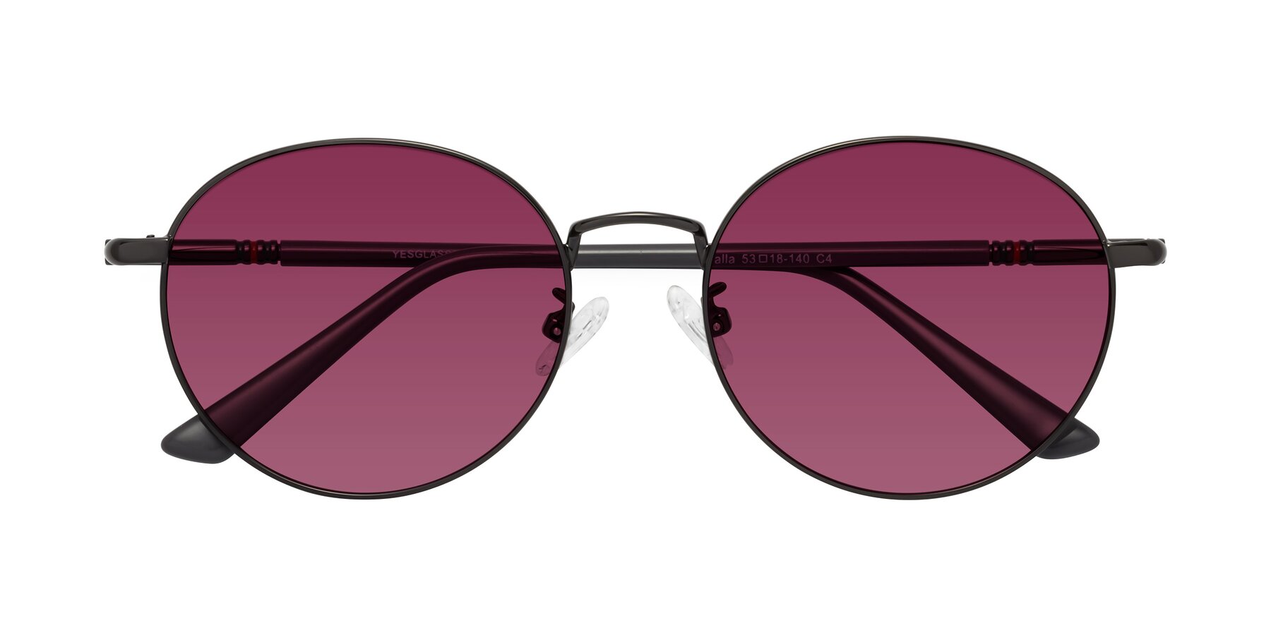 Folded Front of Talla in Gunmetal with Wine Tinted Lenses