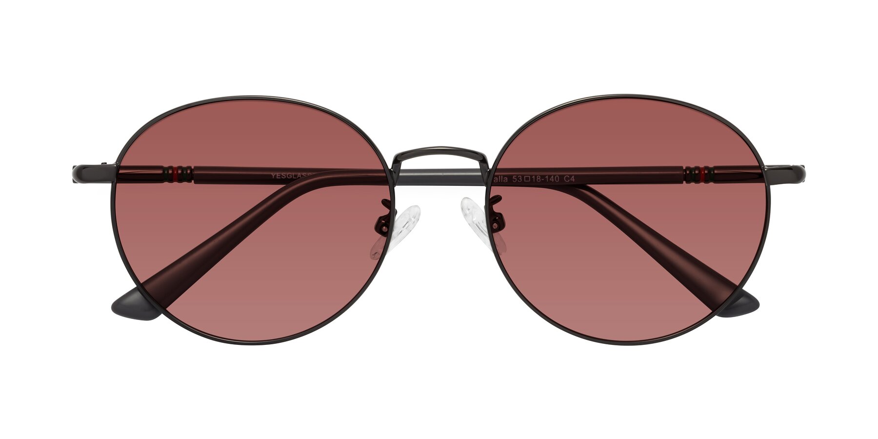 Folded Front of Talla in Gunmetal with Garnet Tinted Lenses