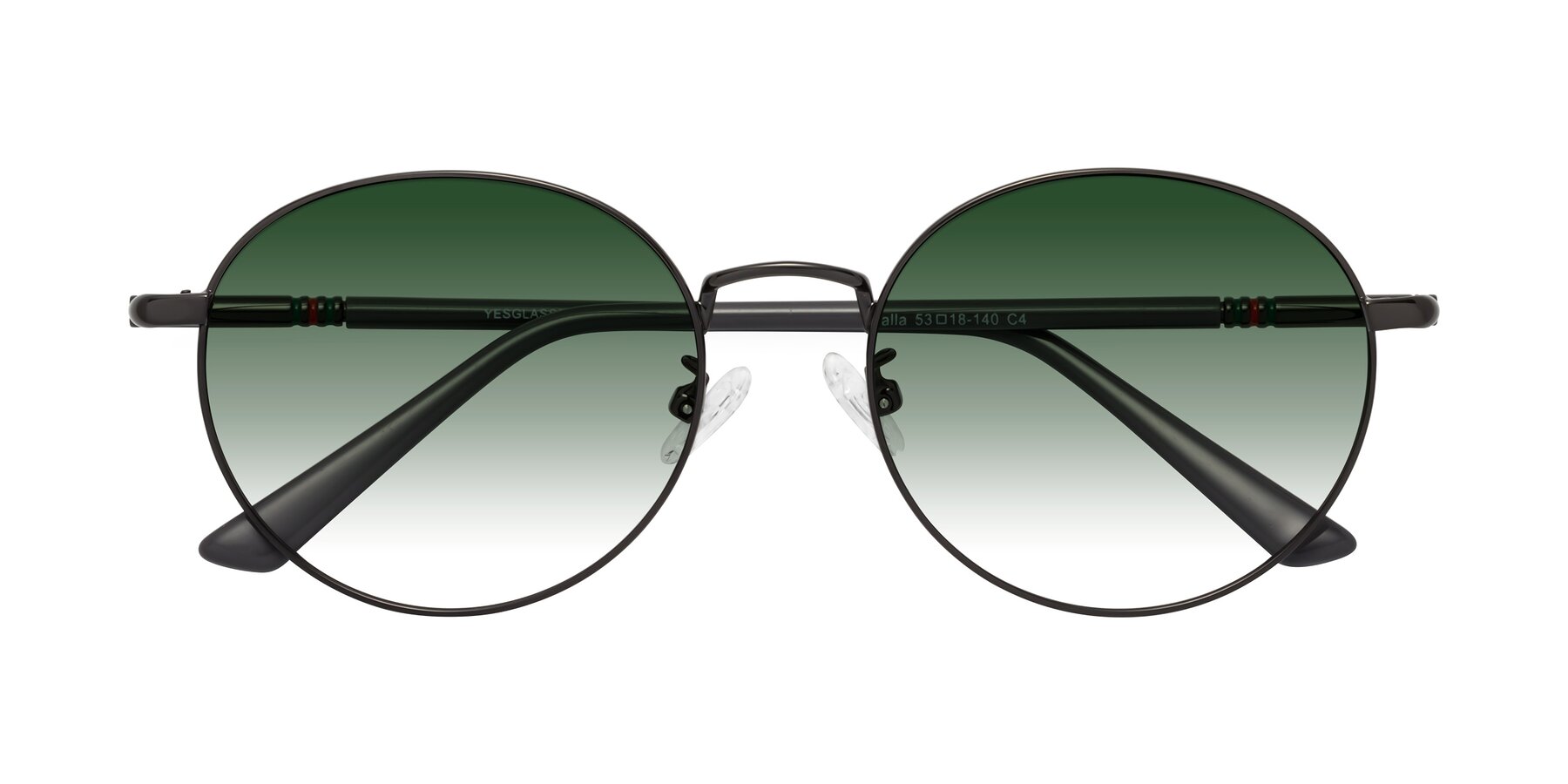 Folded Front of Talla in Gunmetal with Green Gradient Lenses