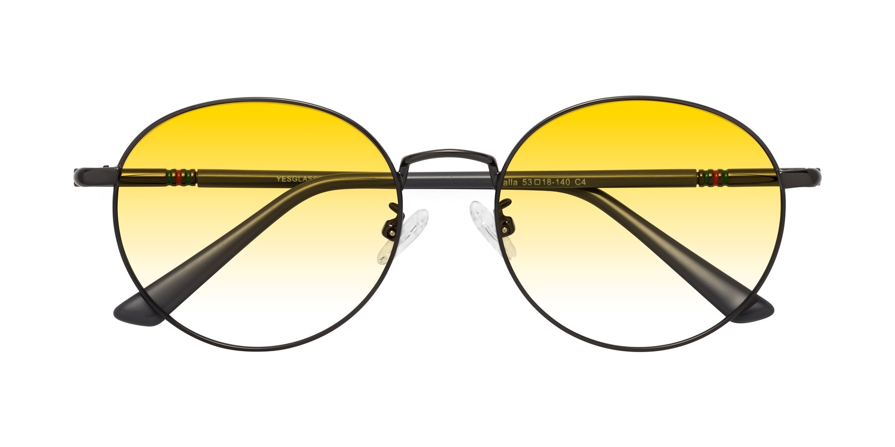 Folded Front of Talla in Gunmetal with Yellow Gradient Lenses