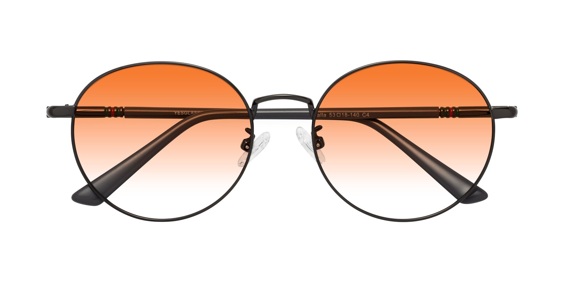 Folded Front of Talla in Gunmetal with Orange Gradient Lenses