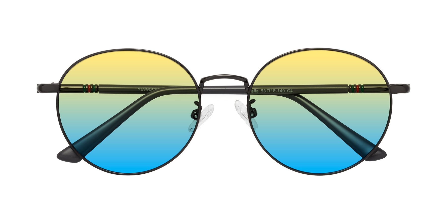 Folded Front of Talla in Gunmetal with Yellow / Blue Gradient Lenses