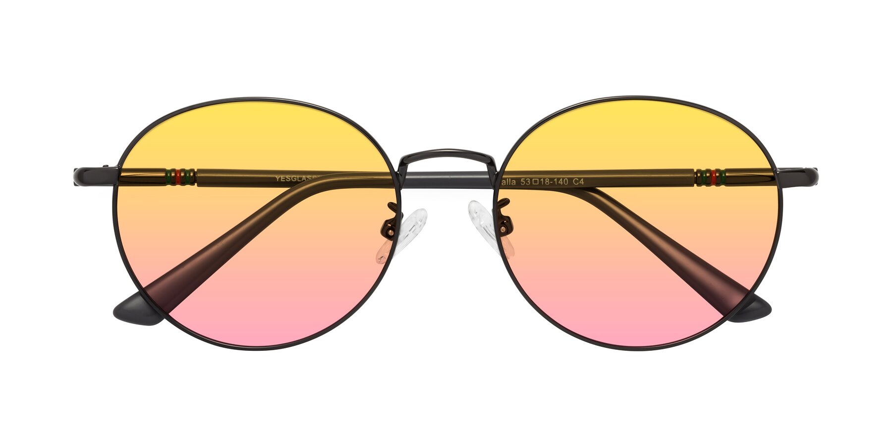 Folded Front of Talla in Gunmetal with Yellow / Pink Gradient Lenses