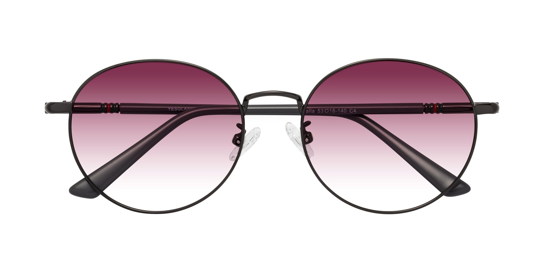 Folded Front of Talla in Gunmetal with Wine Gradient Lenses