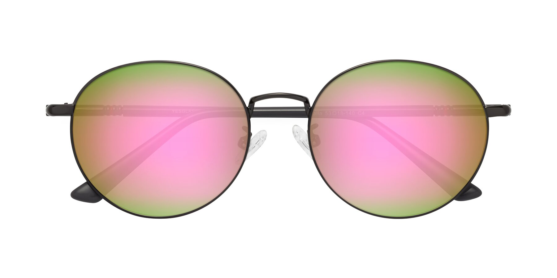 Folded Front of Talla in Gunmetal with Pink Mirrored Lenses