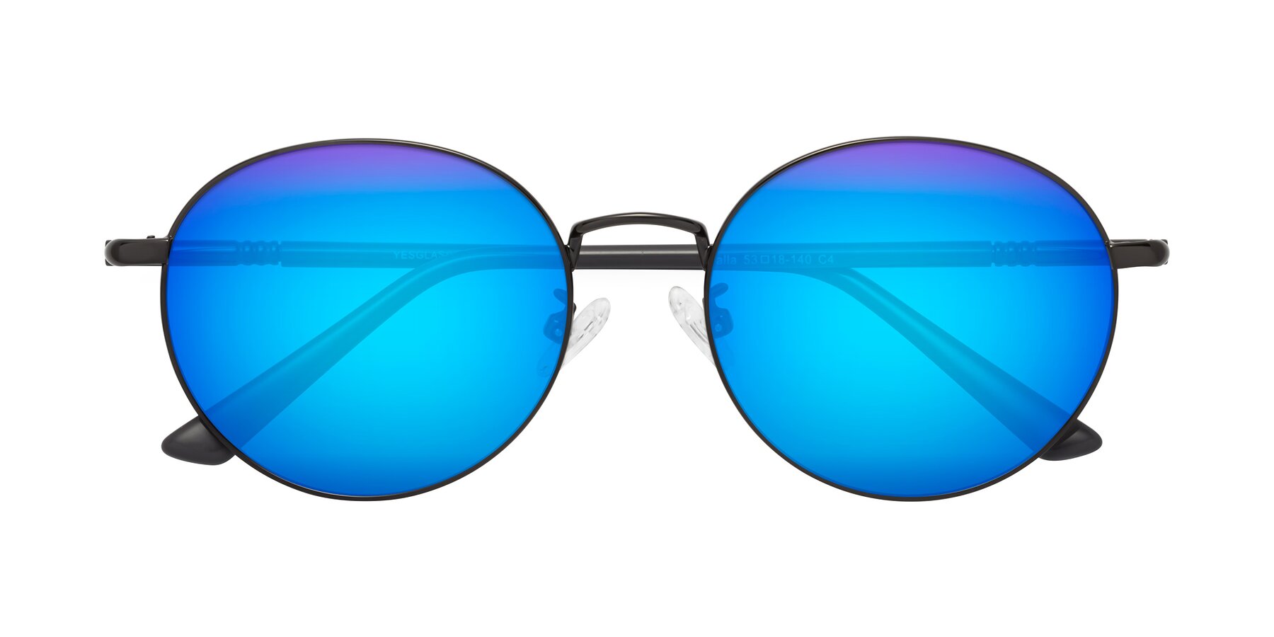 Folded Front of Talla in Gunmetal with Blue Mirrored Lenses