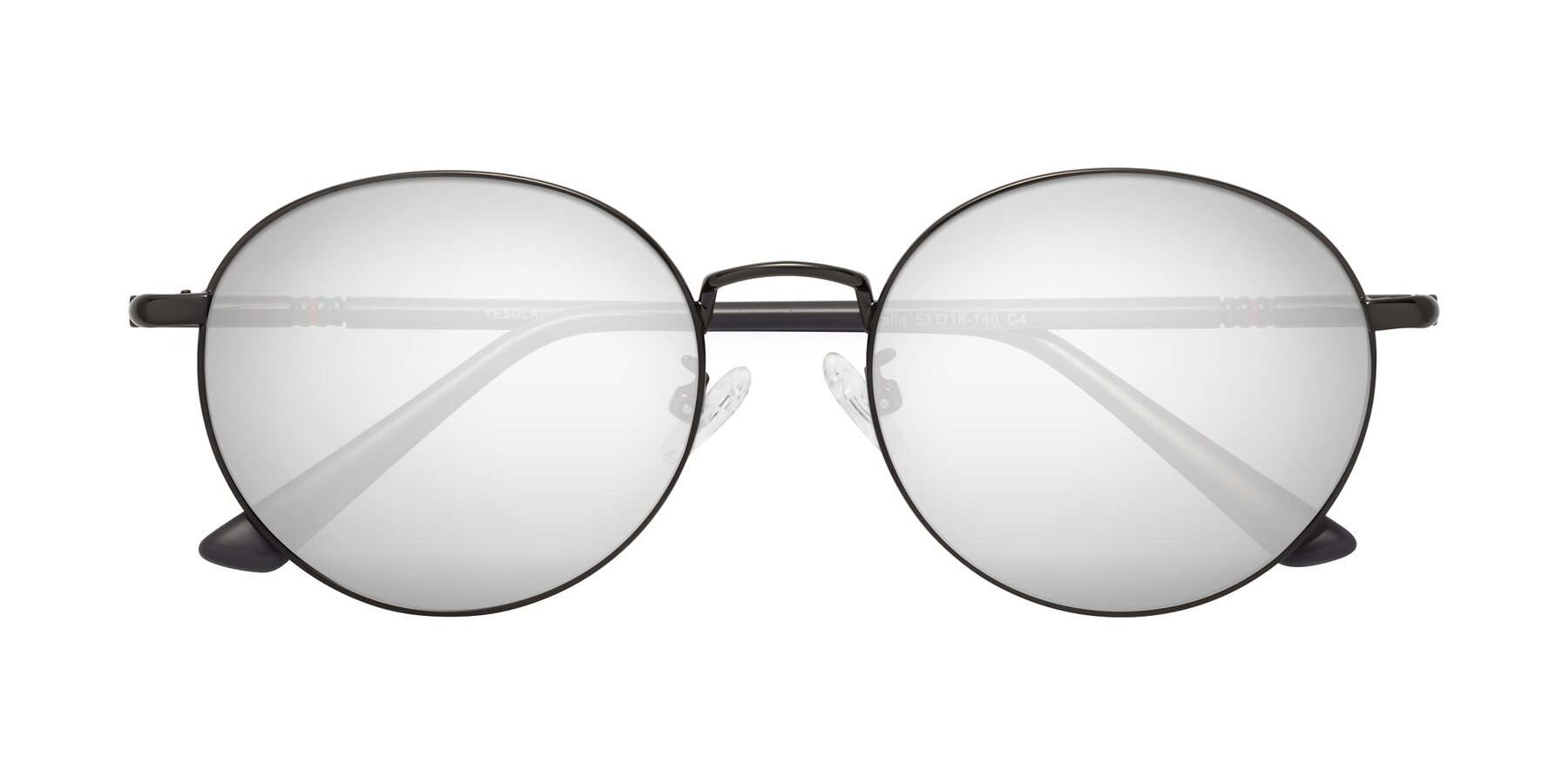 Folded Front of Talla in Gunmetal with Silver Mirrored Lenses