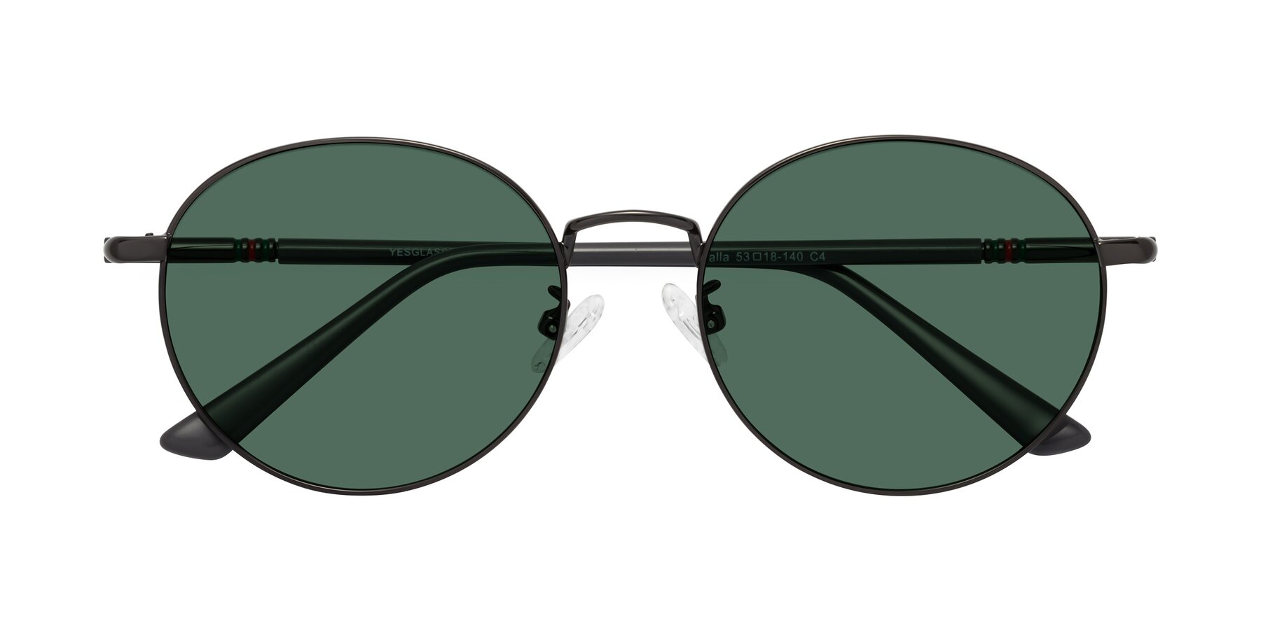 Folded Front of Talla in Gunmetal with Green Polarized Lenses