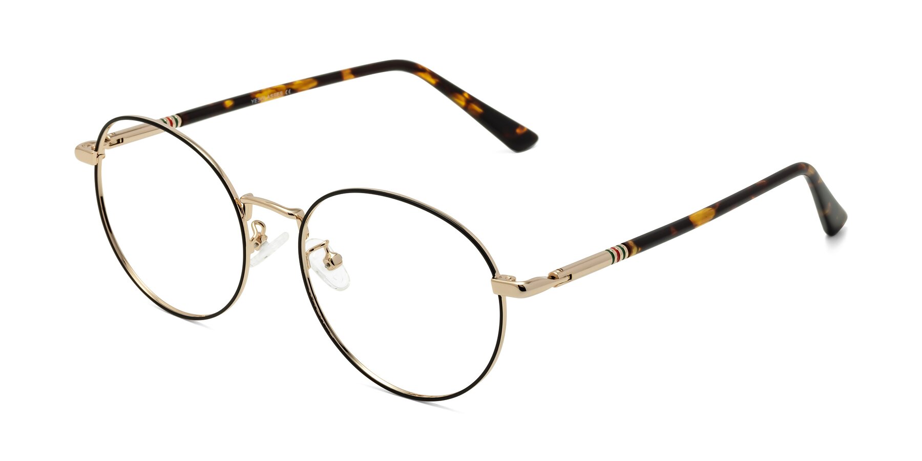 Angle of Talla in Black-Gold with Clear Blue Light Blocking Lenses