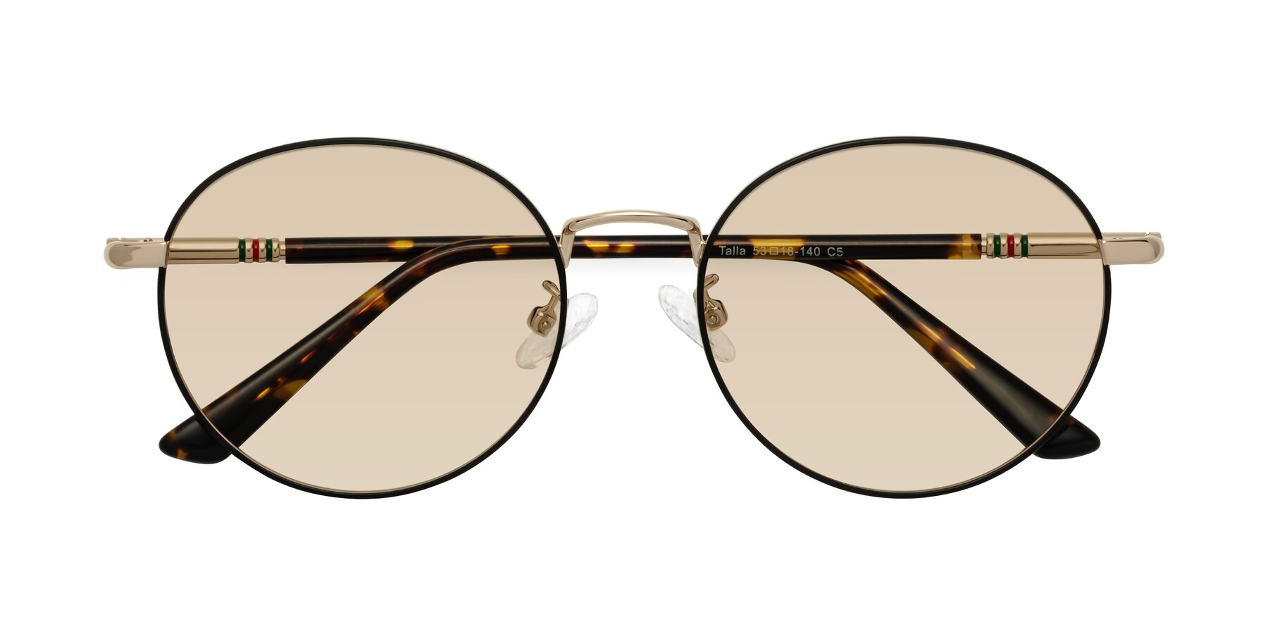 Folded Front of Talla in Black-Gold with Light Brown Tinted Lenses