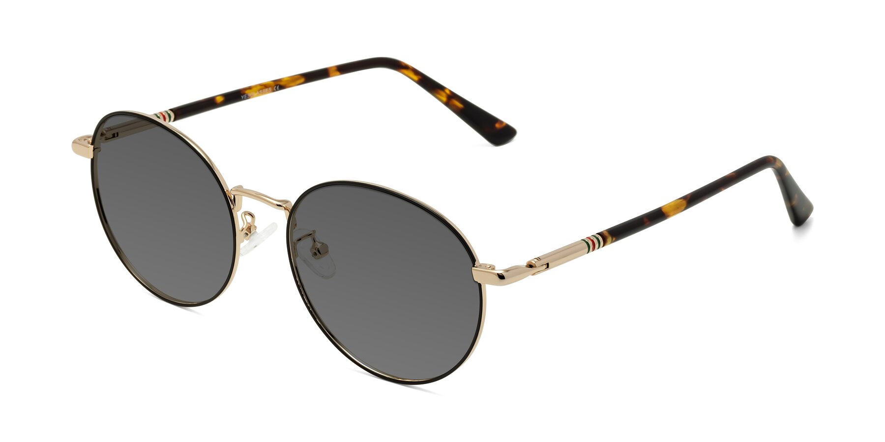 Angle of Talla in Black-Gold with Medium Gray Tinted Lenses