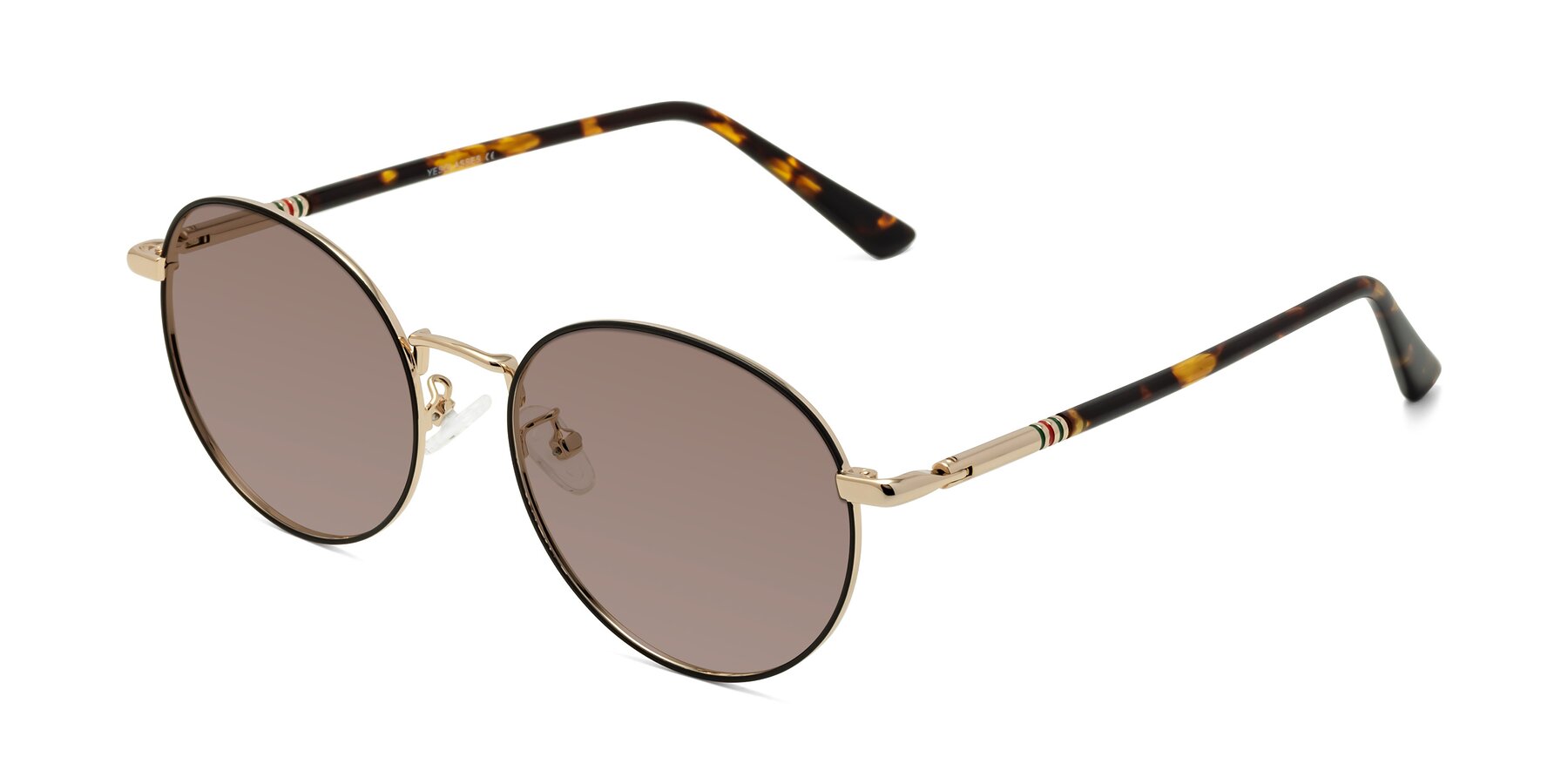 Angle of Talla in Black-Gold with Medium Brown Tinted Lenses