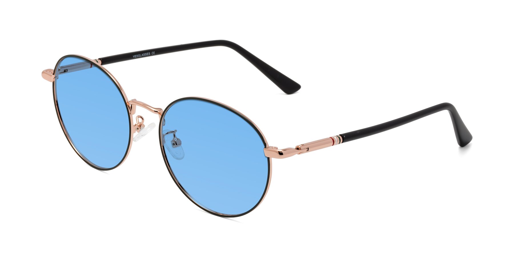 Angle of Talla in Black-Gold with Medium Blue Tinted Lenses